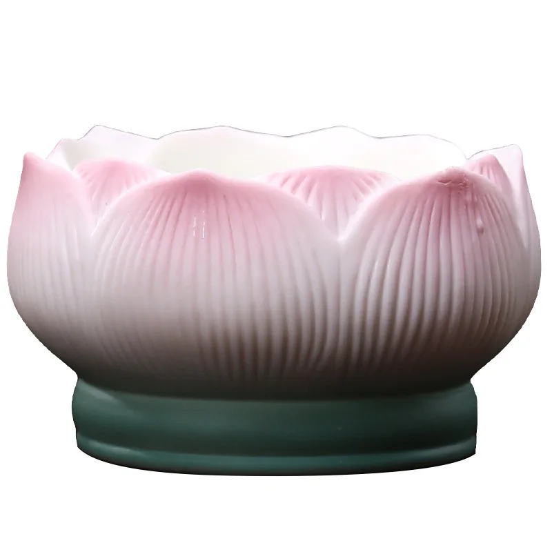 HYS Lotus candle holder Candle holder Household Buddha offering Buddhist utensils Temple offering ghee lamp base Ceramic worship