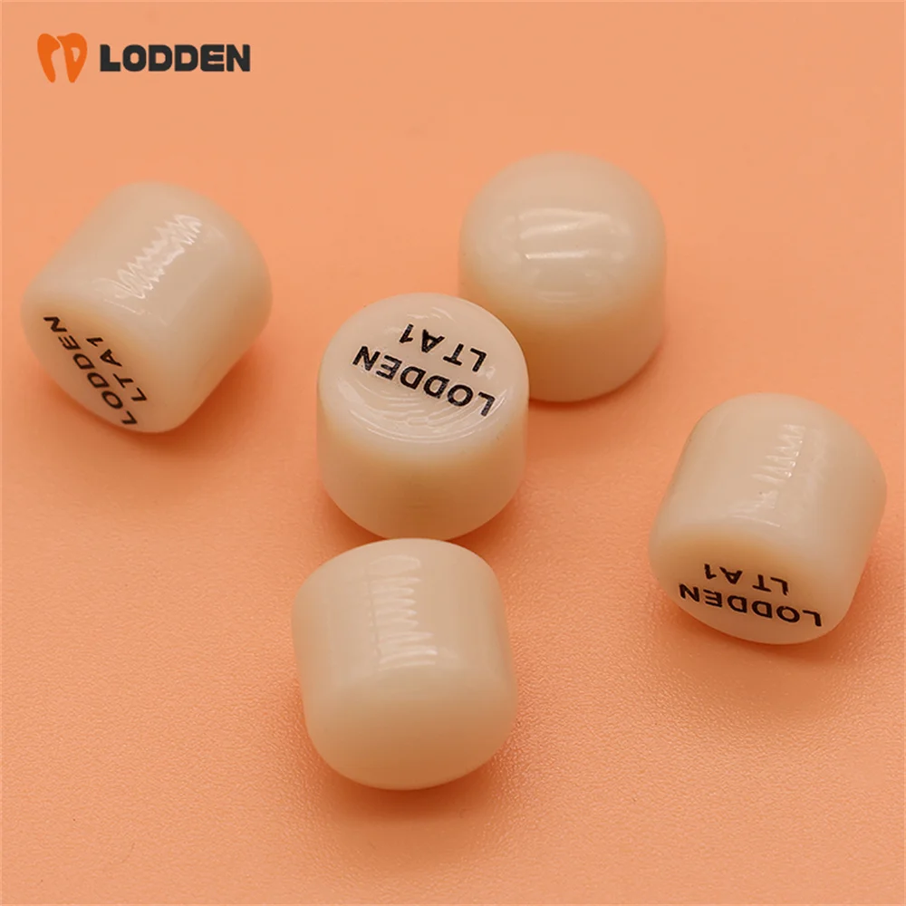 Lodden 5PCS Dental Press Lithium Disilicate Ingots HT/LT Glass Ceramic Press Ingot for Veneer/Crown Dental Lab Materials