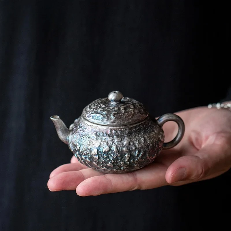 

Чайник-заварник 90 мл с серебряным покрытием и каменным узором, винтажный, с фильтром, для кафе