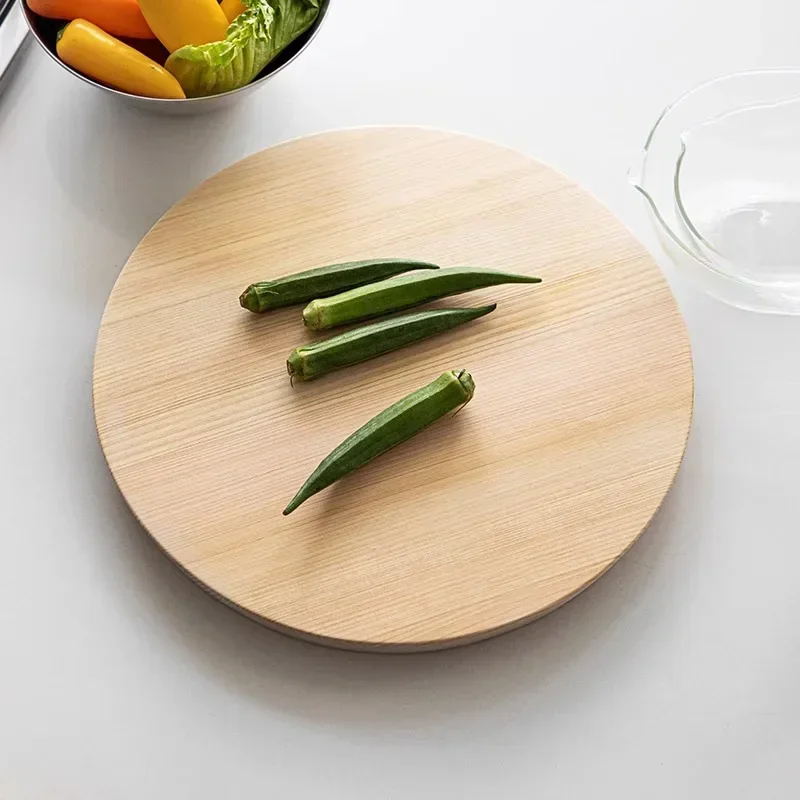 

Cypress Antibacterial Chopping Board, Household Round Solid Wood Fruit and Vegetable Cutting Board, Sushi Board, Baby Food Board