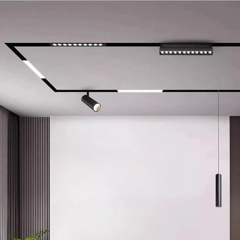 Plafondrail Licht Led Track Lamp Tuya App Magnetische Woonkamer Verlichting Sleuf Schijnwerper Huis Winkel Decoratie Magnetische Lamp