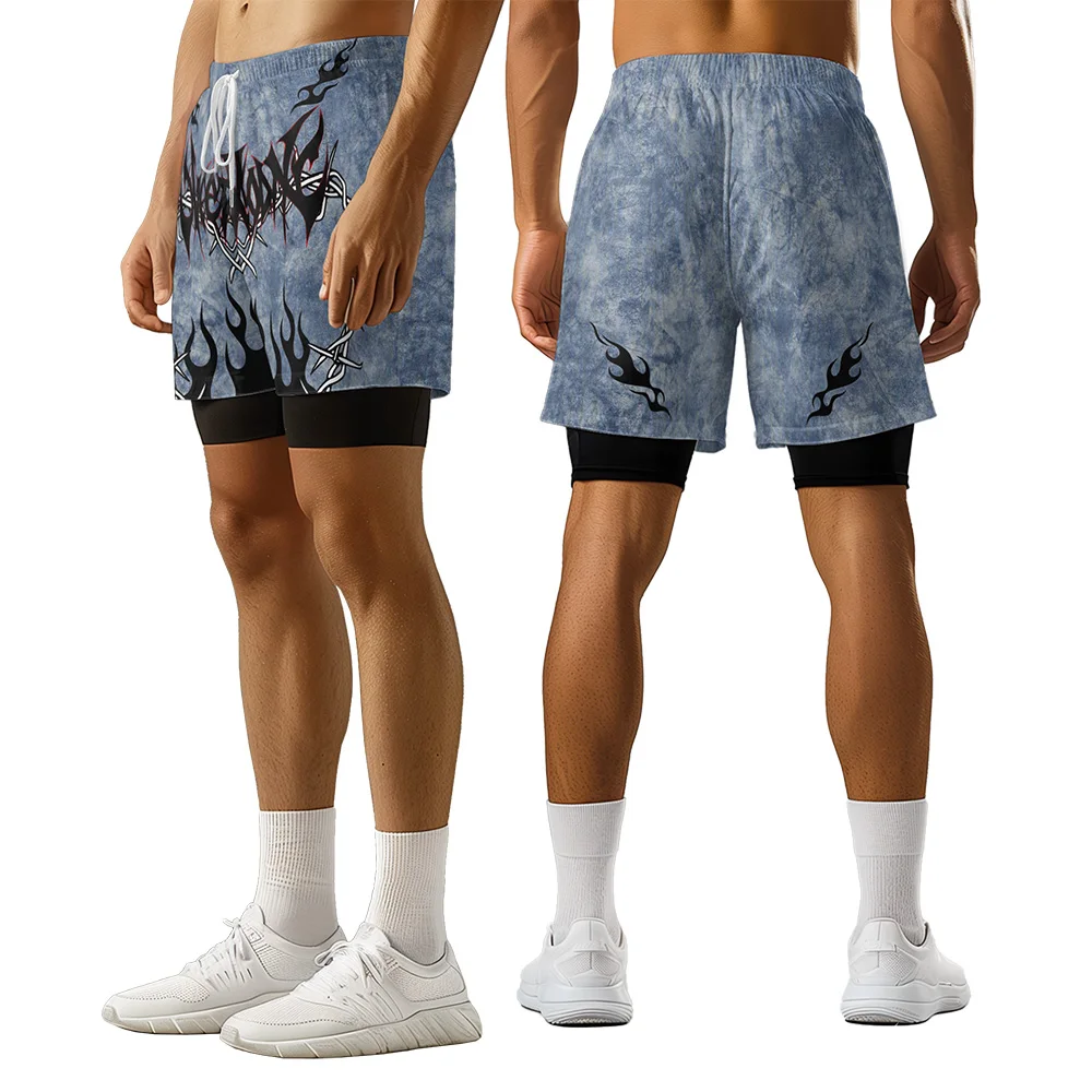 

2024 New original design Summer Branch Flame 3D Advanced print casual trend Sports High Street Ice skating camo shorts