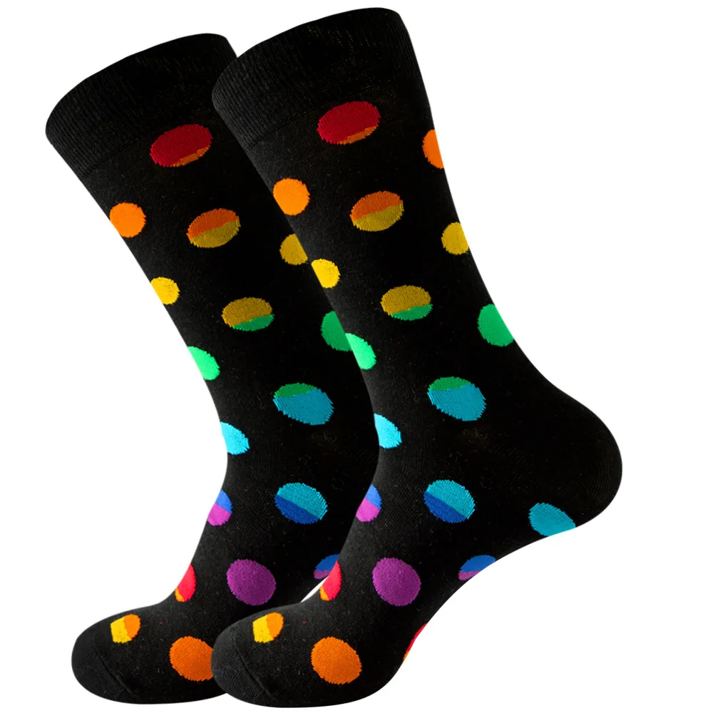 High Quality Combed Cotton Socks Football Tube Beer  Dot Funny Happy Men Socks Novelty Skateboard Crew Casual Socks