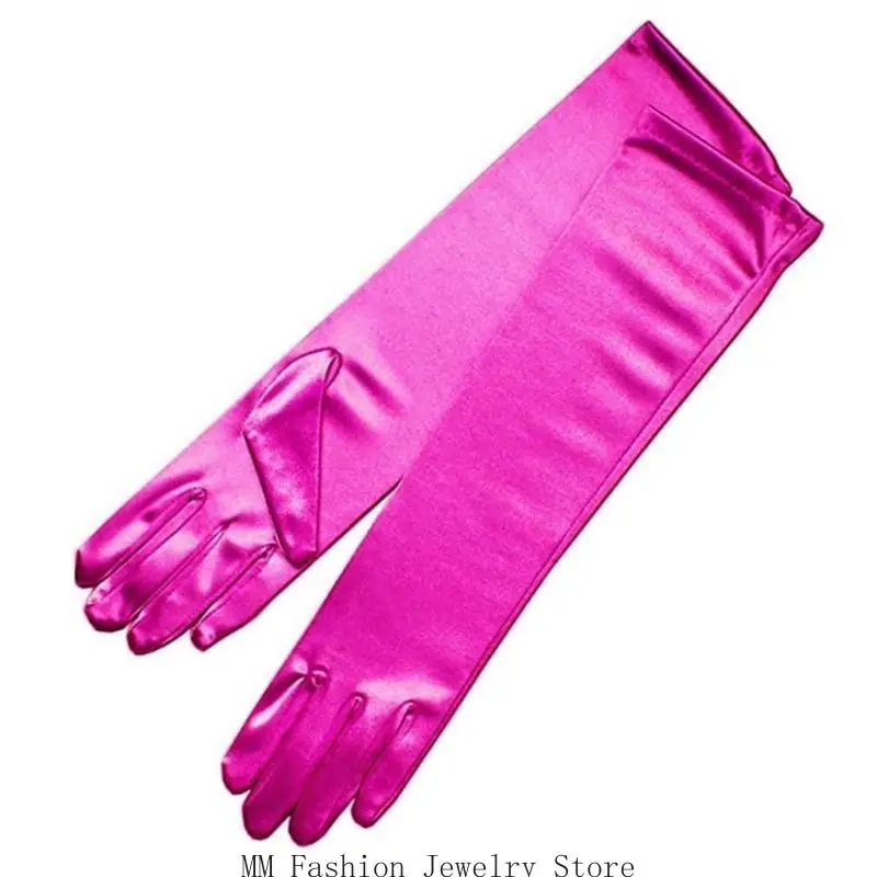 D0ub عشاء عشاء الساتان قفازات قفازات قفازات طويلة للنساء أوبرا سيدة موضوع الملحقات الأزياء