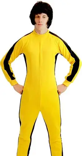 Traje de juego de la muerte, mono amarillo de artista marcial, uniforme chino de Kung fu, ropa, chándal, película de lucha de Halloween, Cosplay