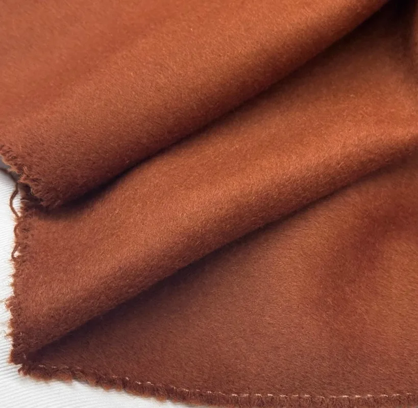 

1Meter Caramel Pumpkin Color Short Smooth Wool Fabric Autumn and Winter Coat Wool Fabric