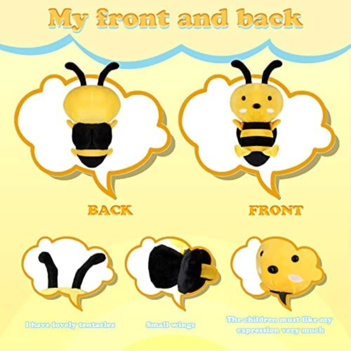 Kawaii Bee Plush Stuffed Animal Toys Soft Bumblebee Plush Toys Cute Honey Bee Pillow Girl Kids Playmate Birthday Gifts Girls Boy