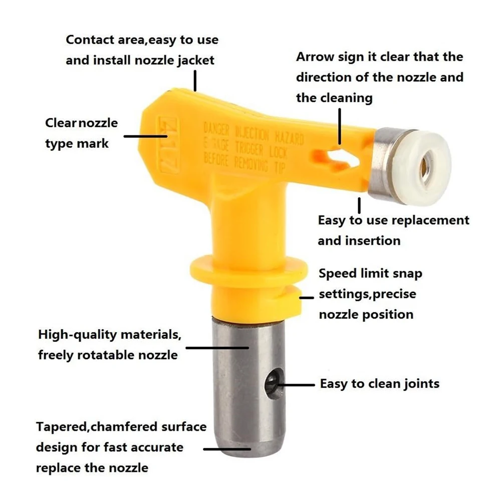 Yellow Reversible Tungsten Steel Spray Nozzles Practical Home Gardening Tools Various Sizes for Home And Garden