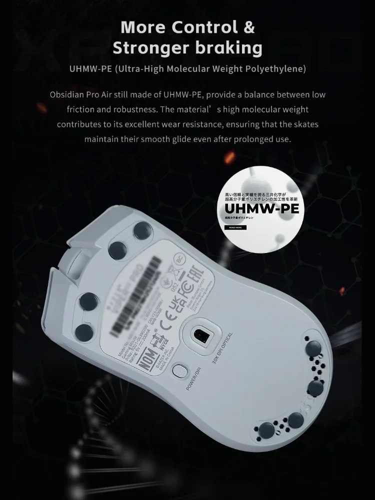X-raypad Obsidian Pro Air U-pe Mouse Feet Skates Durable. Quiet. Control Diy – Universal D6.5mm Dots 9.5mm Donuts