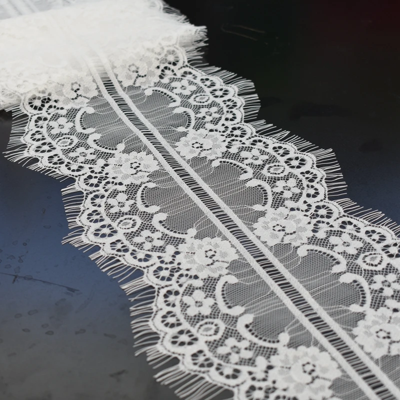 (3meters/lot) White Eyelash lace fabric Sewing Garment Ribbon Wedding Dress Curtain Material