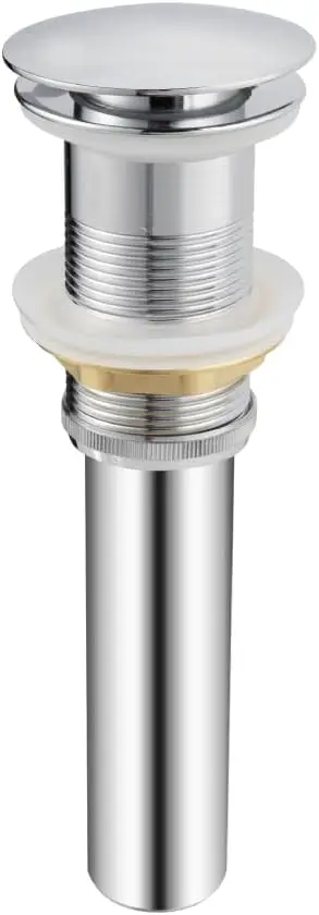 

KSPOP Chrome Bathroom Sink Drain Assembly with Overflow/No Overflow, 1-3/4" Drain Opening, 50,000 Bounce Times, Solid Br