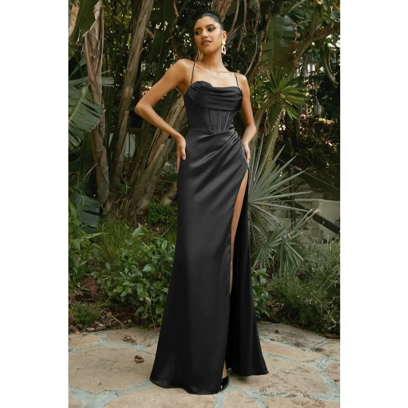 Abito da cocktail a sirena con corsetto da donna di lusso, cinturino sexy con spacco all'americana, ospite, laurea, festa di nozze formale, celebrità, maxi abito