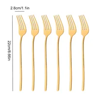 Western Gold 6Pcs/Set Dinner Fork Tableware Dinnerware Stainless Steel Silverware Kitchen Party Flatware Mirror Cutlery Set