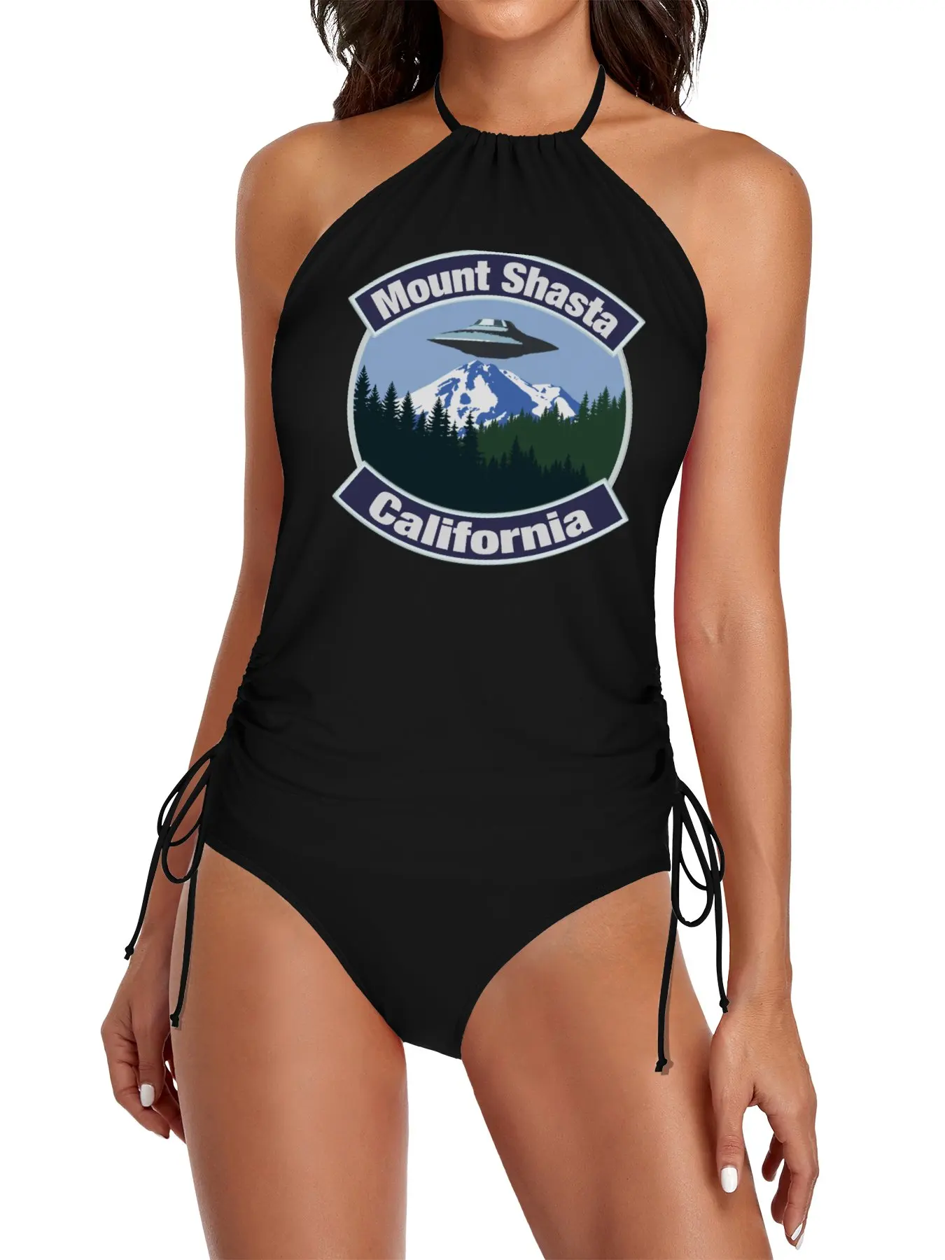 

MOUNT SHASTA UFO design Split Swimsuit Set Clothing female beach dresses for women swimsuit for women