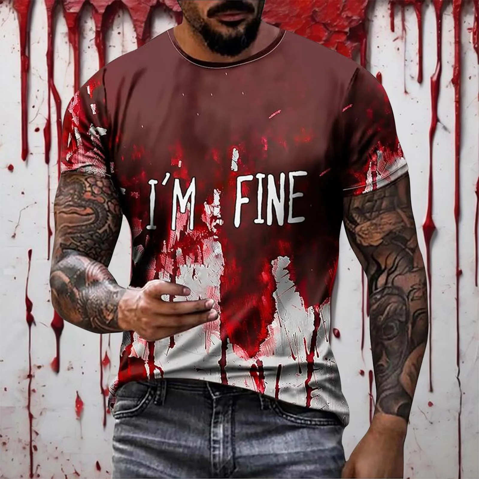 Horror Bloody Printed T-Shirt 2024 Men's Casual Fashion Street Short Sleeve Men's Designer Clothing Women's O-Neck T-Shirt