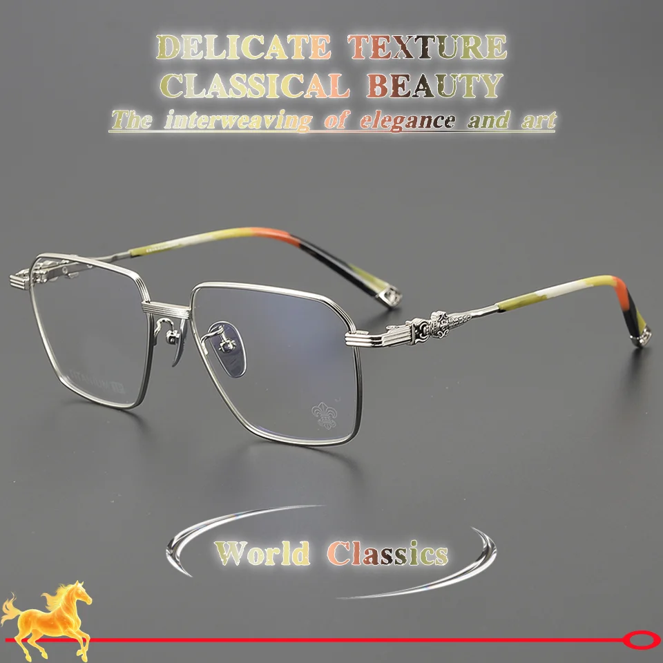 2026 Fashion Classic Luxury Brand Designer's Titanium Frame Eyeglasses for Men Retro Square Optical Kitchen That Women's Glasses