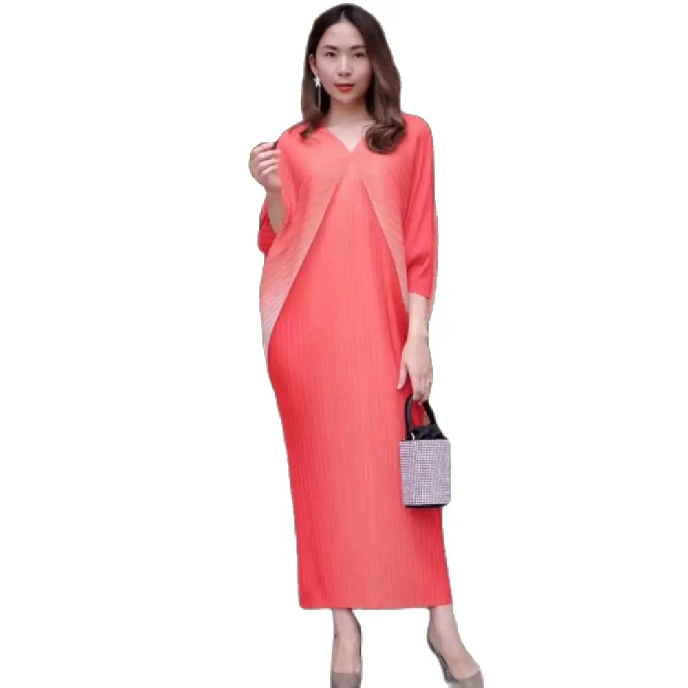 2024 Miyake Pleated Spring Hot Sales Women Long Loose Dress Fashion Elegant Temperament Can Be Delivered