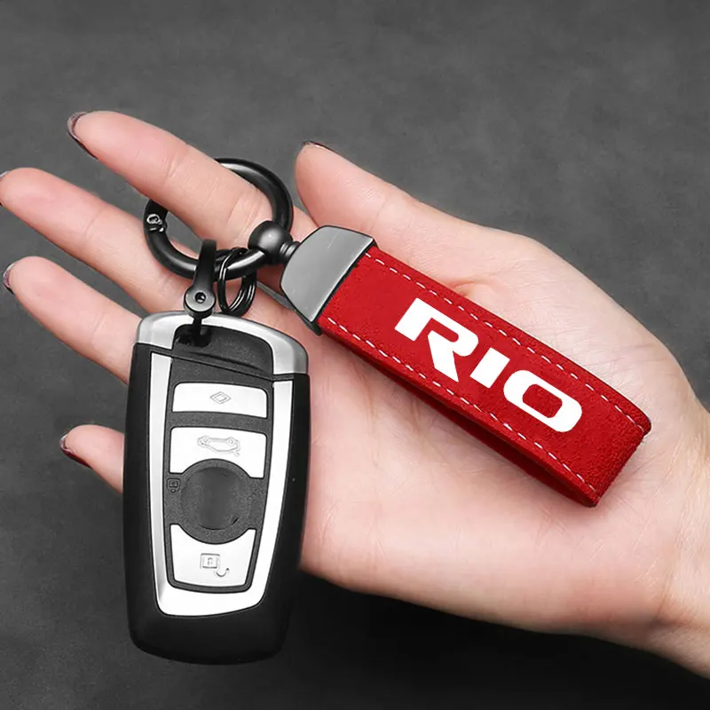 4 Colors PU Leather Keychain Business Gift Suede Key Chain Men Women Car Key Strap Waist Wallet KeyChains Keyrings For KIA Rio