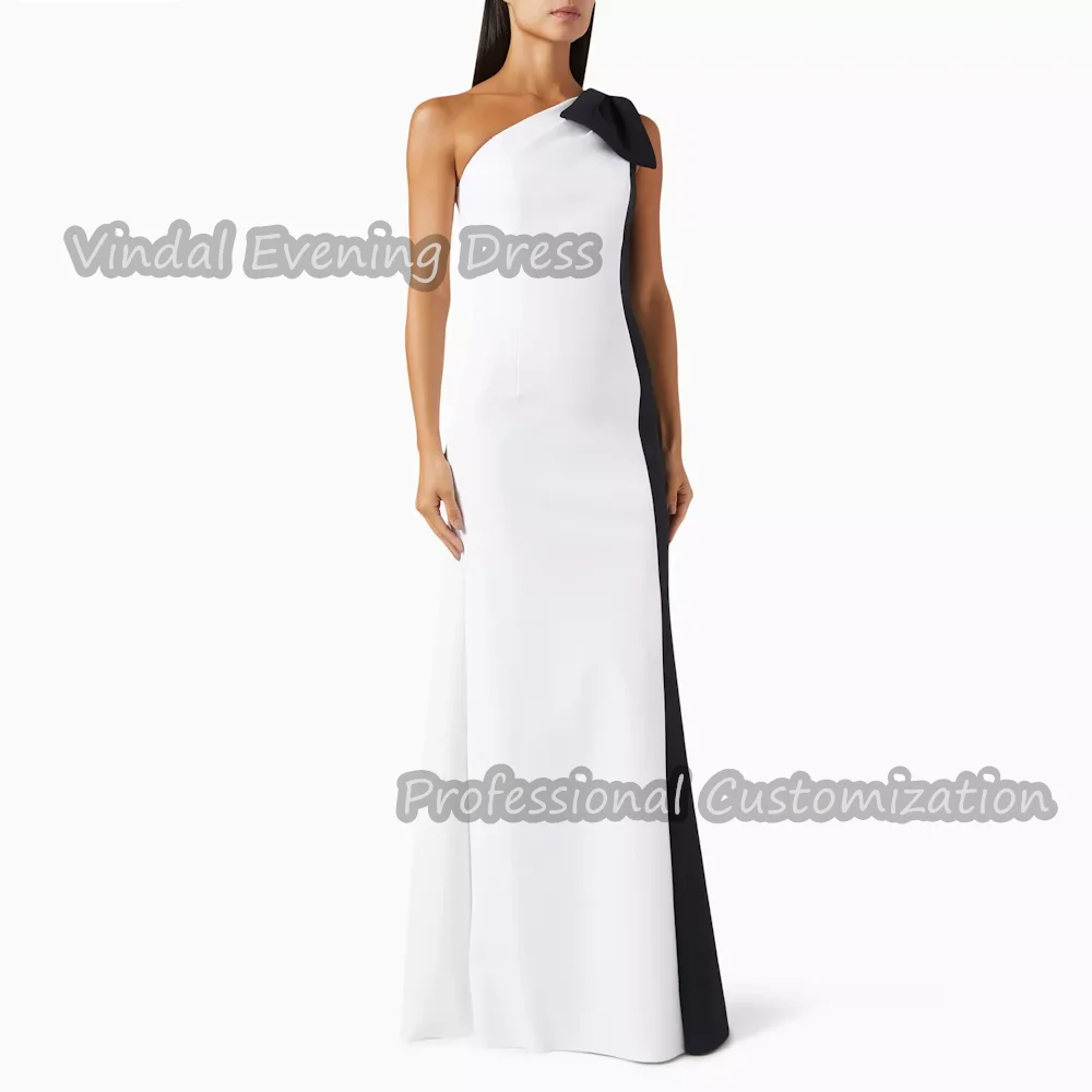 Vindal Prom Dress One Shoulder Floor Length Sexy luxurious Built-in Bra Crepe Straight Elegant Sleeveless Saudi For Woman 2024