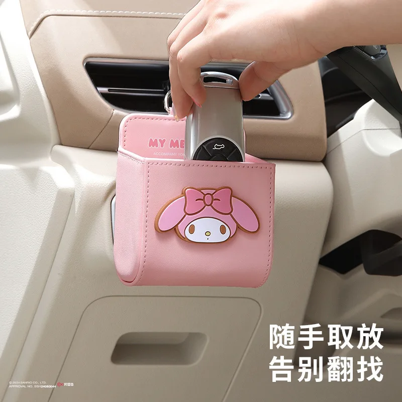 Tas Penyimpanan Mobil Ventilasi AC Dashboard Gantung Kotak Organizer Kulit PU Tempat Kacamata Ponsel Penyimpanan Aksesoris Interior Mobil