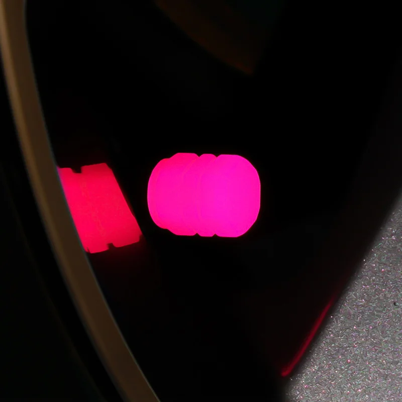 Luminous Tire Valve Cap Car Motorcycle Bike Wheel Hub Glowing Valve Cover Red Pink Tire Decoration Auto Styling Tyre Accessories