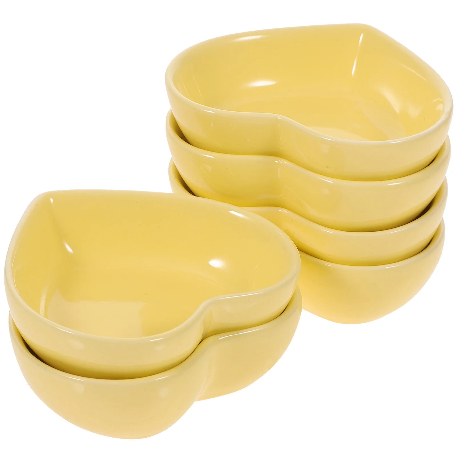 

6Pcs Heart Shaped Seasoning Dish Set Colorful Sauce Plates Small Dip Bowls Heat Resistant Ceramic Dipping Containers for Snacks