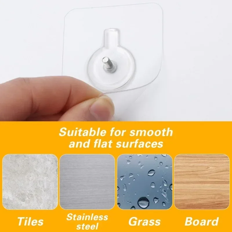 Screw Hooks Punch Free Hanging Nail Self-adhesive Hanging Holder Photo Clock Non-Trace Adhesive Nails Hook for Bathroom Storage