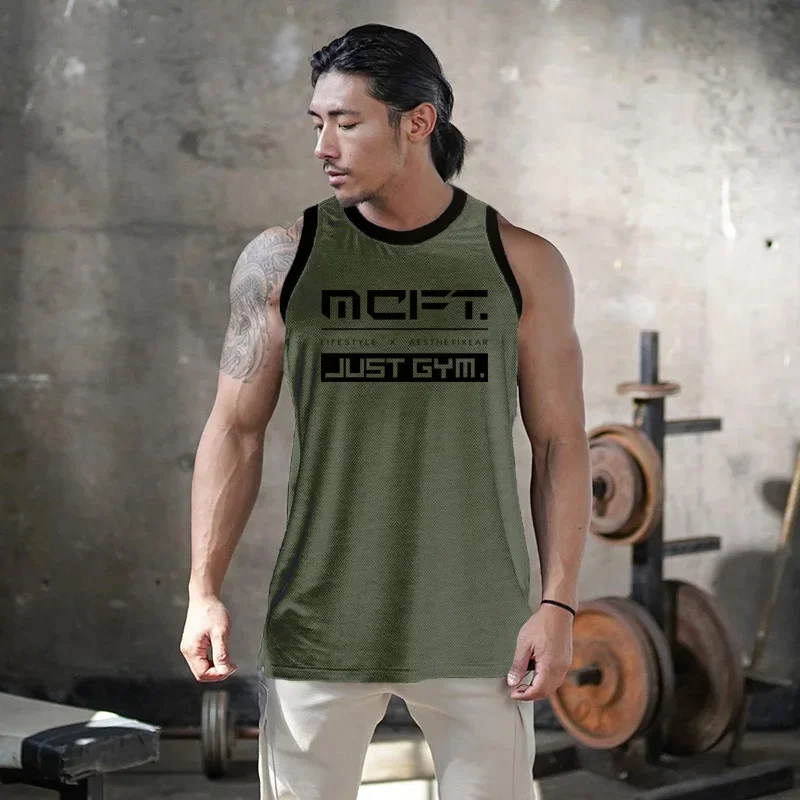 

Mens Fitness Tank Tops Gym Bodybuilding Sleeveless Shirts Summer Mesh Breathable Quick Dry Undershirt Casual Fashion Clothing