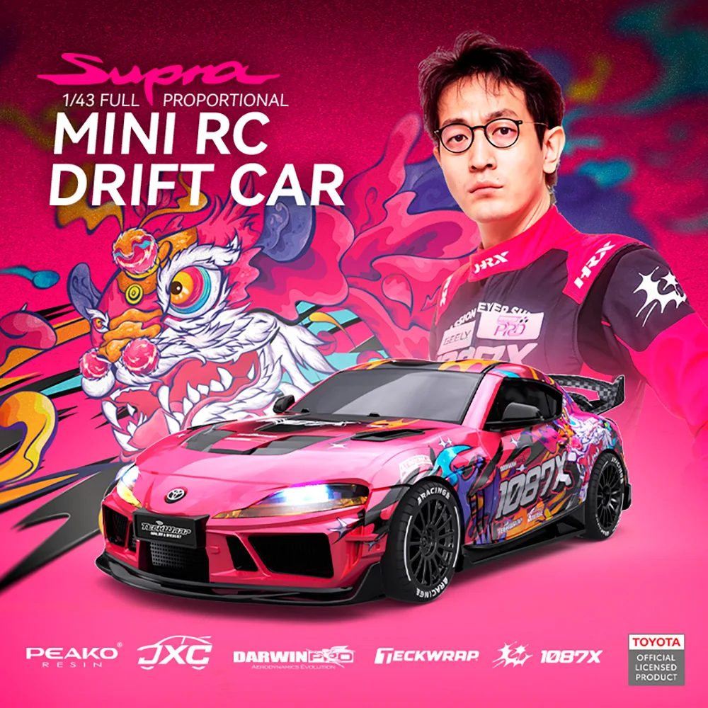 9IMOD 1/43 Mini RC Drift Car 2.4G 4WD Built In Gyro Adjustable Speed LED Light RC Toy