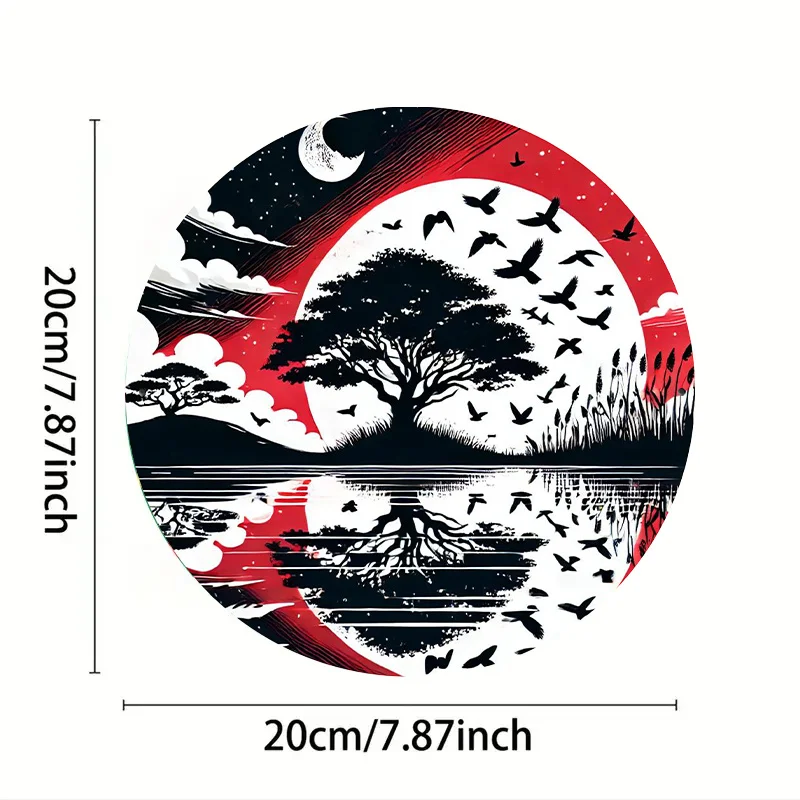 لافتة معدنية من الألومنيوم على شكل بحيرة القمر الأحمر العتيق - ديكور حائط مثالي للمنزل والمقهى والمكتب | لوحة فنية للمناظر الطبيعية الغامضة #2