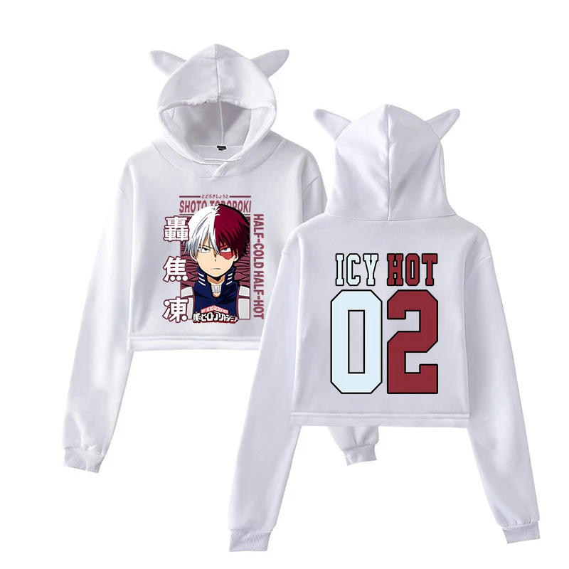 

Women's Winter Autumn Fashion Cat Ear Hooded Casual Long Sleeve Anime Todoroki Shoto Hoodies Sweatshirts Loose Pullover Tops