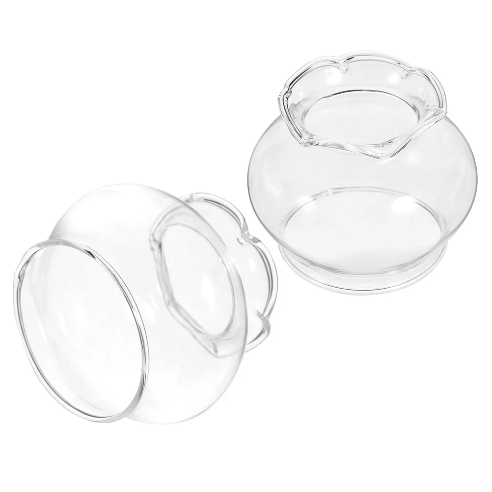 

2Pcs Clear Glass Lamp Chimney for Oil Lamp Windproof Replacement Shade Adjustable Vintage Decorative