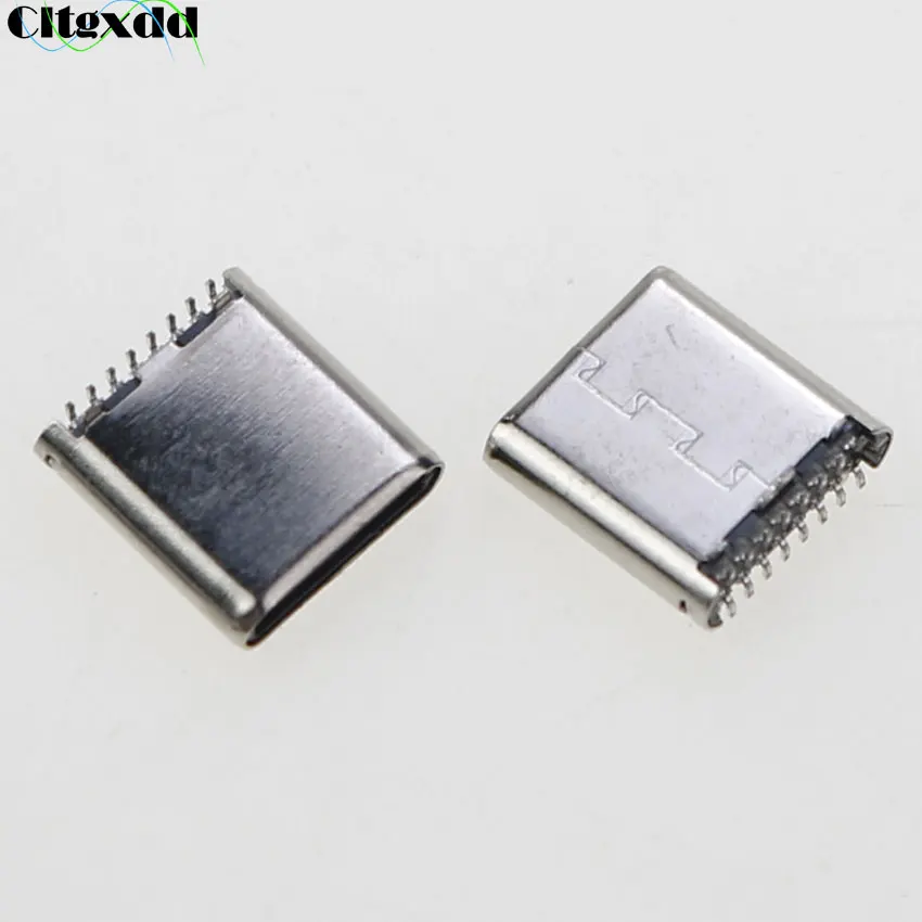 Cltgxdd 10pcs Type-C 16 Pin 16P Vertical Patch SMD USB C Data Tansfer Male Plug 180 Degree H8.5mm High Speed Connector