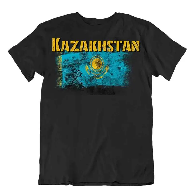 Kazakhstan T-Shirt Flags Tee Travel Keepsake Blouse Tee Kazakhstan Flag Tops-