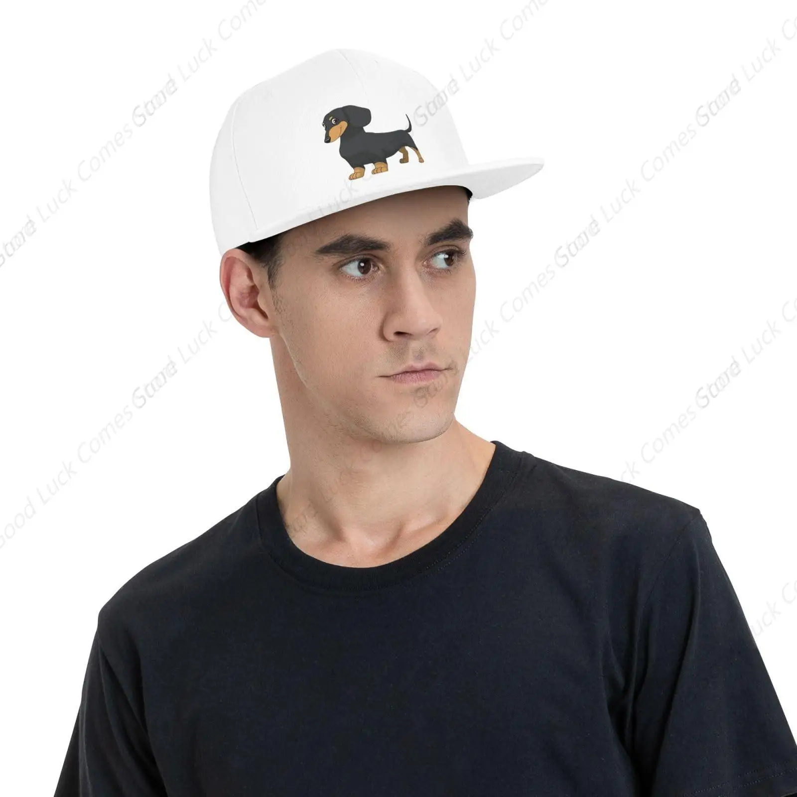 Daschund Dog Funny Flat Bill Hat Adjustable Baseball Cap for Men Women