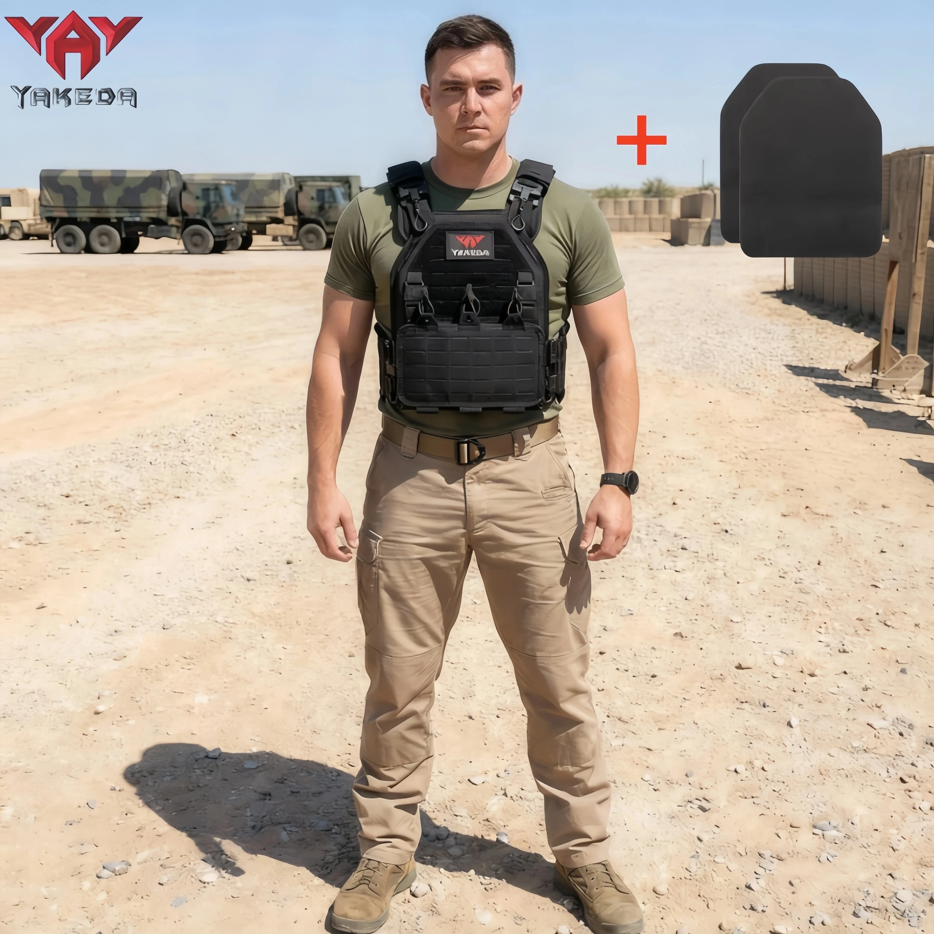 

YAKEDA Tactical Vest 6094 Fast detachable light laser cut outdoor hunting black gear carry vest of high quality