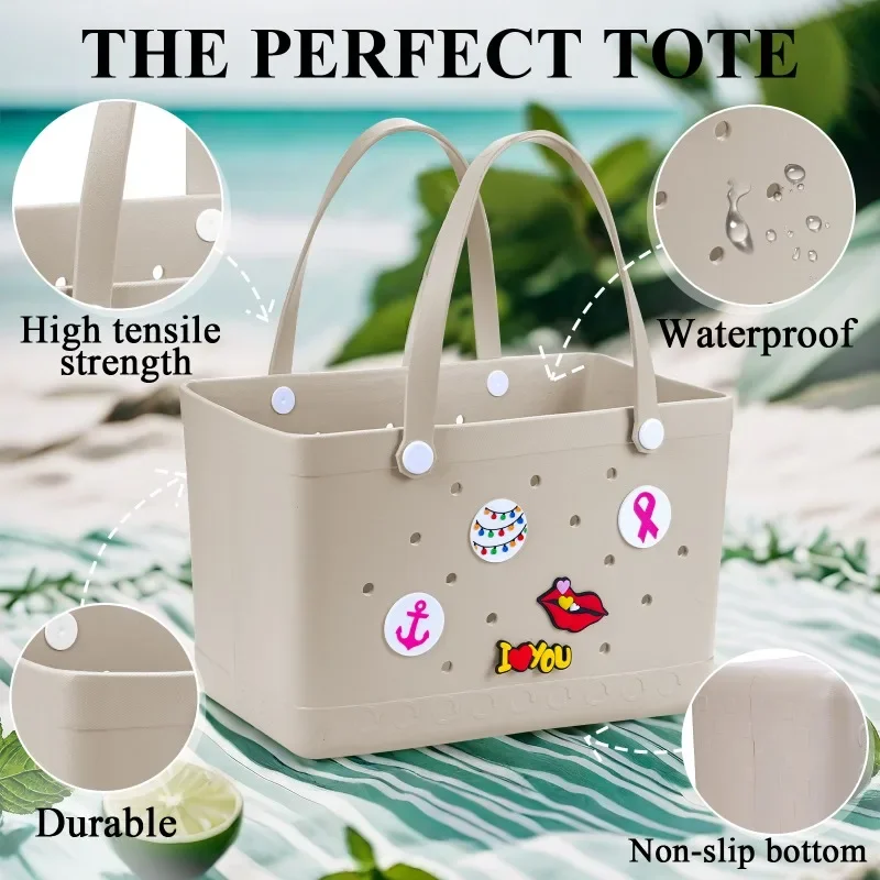 Beach Waterproof Storage Bag Multi-functional Environmental Protection Large Capacity Hole Bag EVA   Add  DIY Badge