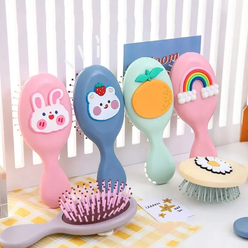 Mini Portable Small Massage Untangling Hairbrush Cute Cartoon Air Cushion Anti-screw Hair Brush Comb for Girls Things Care Tools