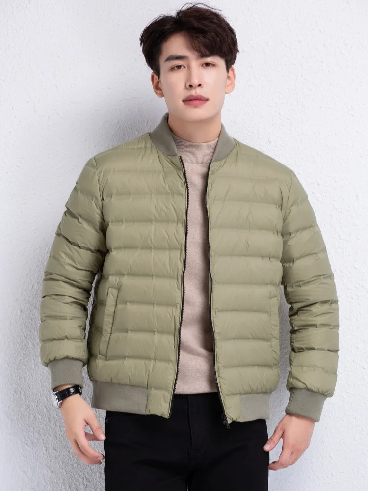 

2025 Autumn and Winter Men's Thickened Down Jacket Casual Simple Youth Outdoor Warm Down Jacket Baseball Jacket Coat