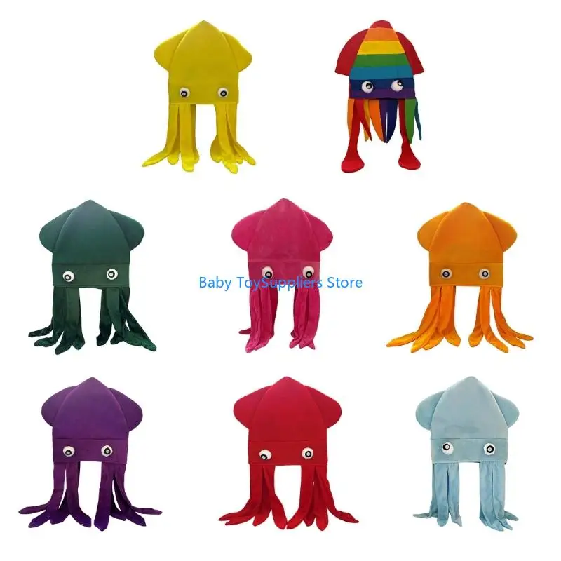 

R1WF Креативная шапка в виде каракатицы, забавный головной убор, шляпа в виде каракатицы для детей и взрослых, костюм для и