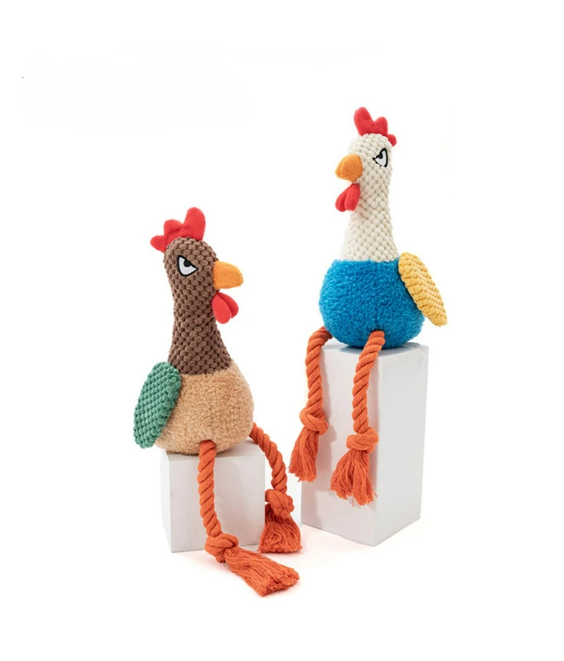 

Chicken Dog Squeak Toy Sound BB Plush Pulling Cotton Rope Pet Puppy Rooster Chew Squeak Toy