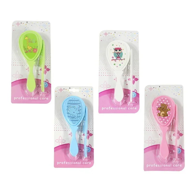 2pcs/set Soft Toddler Brush Comb Brush Cartoon Baby Hairbrush Newborn Hair Brush Infant Comb Head Massager Baby Care