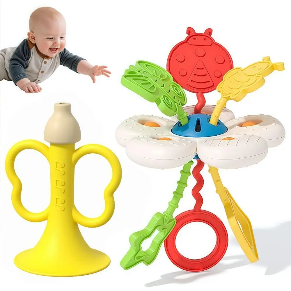 Food Grade Baby Zintuiglijk Speelgoed Vroeg Onderwijs Zachte Siliconen Pasgeboren Kauwspeelgoed Trompet Bloemen Baby Reizen Speelgoed Voor 1-2 Jaar Oud