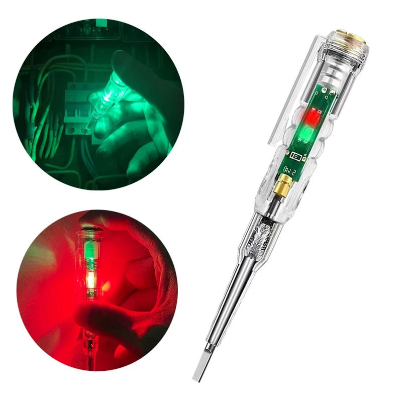 High Transparency Electric Pen LED High Brightness Color Light Induction Multifunction Test Pen Flat Screwdriver Car Tools