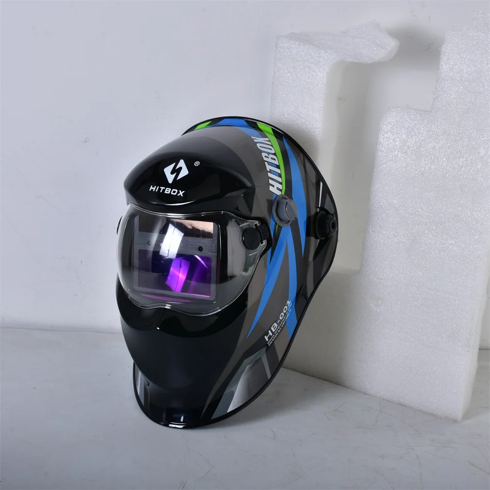 HITBOX Welding Helmet ​Auto Darkening - Large Viewing Screen True Color Hood Solar Lithium DIN4/5-9/9-13 1/1/1/2