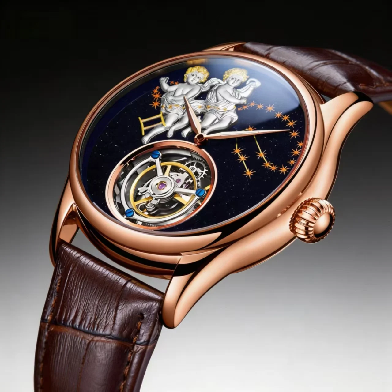 

Мужские наручные часы AESOP Top Gemini Real Tourbillon с полым механизмом, роскошные кожаные механические часы с сапфировым стеклом, новинка 2026 года