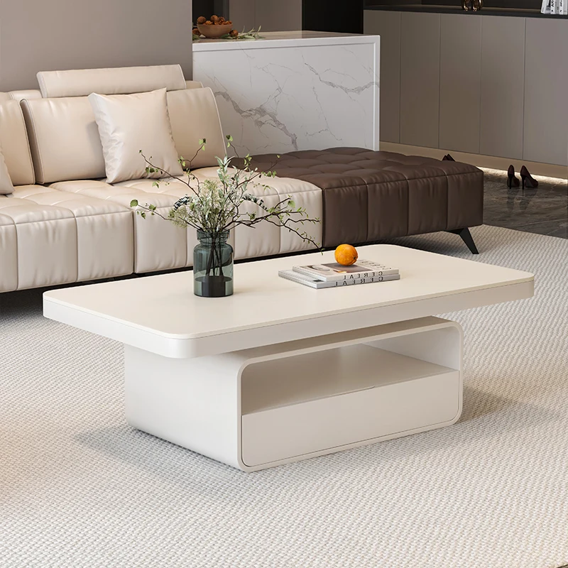 

Cream wind rock board coffee table living room household small apartment light luxury high-end rectangular tea table 2025 new wh