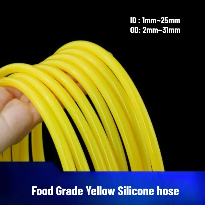 

1/2/3/5/10M Food Grade Silicone Tube ID 1mm~ 25mm Yellow Flexible Aquarium Air Irrigation Pipe Water Connector Garden Fish Tank