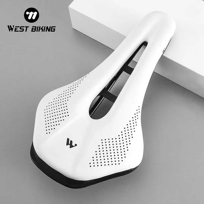 WEST BIKING Bicycle Saddle Comfortable Bike Seat Wear-resistant PU Leather Hollow Road Bicycle Parts Cycling Saddle Bike Cushion