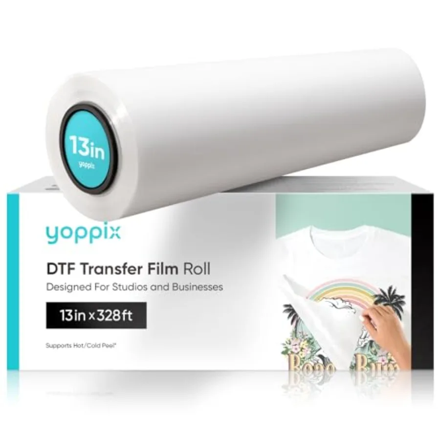 

Пленка для DTF-переноса YOPPIX, рулон 13 дюймов x 328 футов - Премиальная двусторонняя матовая прозрачная пленка DTF формата A3+ для термотрансферной печати, горячая продажа
